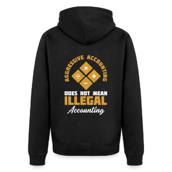 Aggressive Buchführung bedeutet nicht - Unisex Premium Bio Zip Hoodie - Schwarz - Hinten - Nico (187cm)
