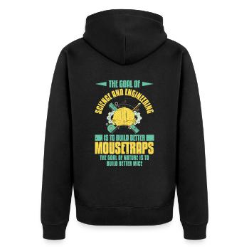 Das Ziel von Wissenschaft und Technik - Unisex Premium Bio Zip Hoodie - Schwarz - Hinten - Nico (187cm)