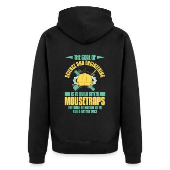 Das Ziel von Wissenschaft und Technik - Unisex Premium Bio Zip Hoodie - Schwarz - Hinten - Nico (187cm)