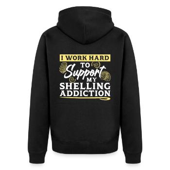 I work hard to end my addiction to shells - Unisex Premium Organic Zip Hoodie - black - Back - Nico (187cm)