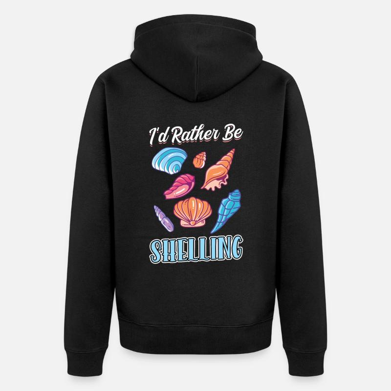I'd rather peel - Seashell - Unisex Premium Organic Zip Hoodie - black