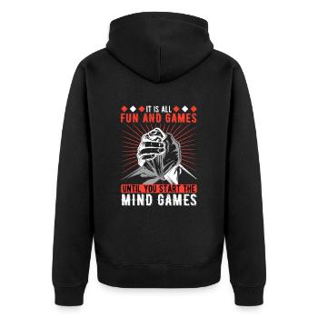 Arm Wrestling Armwrestling Mind Games - Unisex Premium Organic Zip Hoodie - black - Back - Nico (187cm)