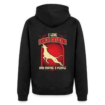 J’aime les chiens de plongée et peut-être 3 personnes - Veste à capuche bio Premium Unisexe - noir - Dos - Nico (187cm)