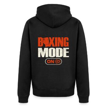 Boxer Quote I Beat People With A Boxing Gloves - Unisex Premium Bio Zip Hoodie - Schwarz - Hinten - Nico (187cm)