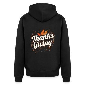 Brown Leaves Logo for Thanksgiving - Unisex Premium Bio Zip Hoodie - Schwarz - Hinten - Nico (187cm)