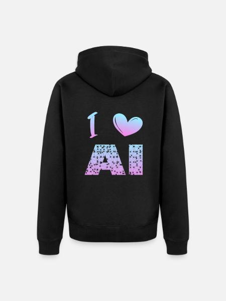 I love ai - Unisex Premium Organic Zip Hoodie - black