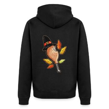 Baguette de dinde avec chapeau de pèlerin - Veste à capuche bio Premium Unisexe - noir - Dos - Nico (187cm)
