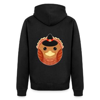 Circle Round Turkey With Pilgrims Hat For - Unisex Premium Organic Zip Hoodie - black - Back - Nico (187cm)