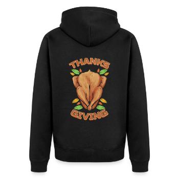Roasted Turkey And Brown Leaves Logo For - Unisex Premium Organic Zip Hoodie - black - Back - Nico (187cm)