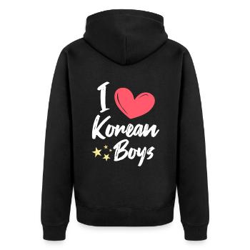 J’aime les garçons coréens - Veste à capuche bio Premium Unisexe - noir - Dos - Nico (187cm)