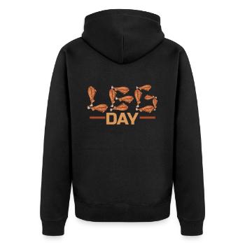Journée des jambes avec des pilons de dinde à Thanksgiving - Veste à capuche bio Premium Unisexe - noir - Dos - Nico (187cm)