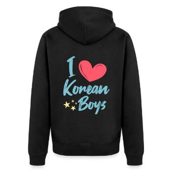J’aime les garçons coréens - Veste à capuche bio Premium Unisexe - noir - Dos - Nico (187cm)