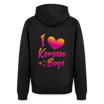 J’aime les garçons coréens - Veste à capuche bio Premium Unisexe - noir - Dos - Nico (187cm)