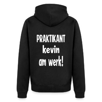 Praktikant - Unisex Premium Bio Zip Hoodie - Schwarz - Hinten - Nico (187cm)