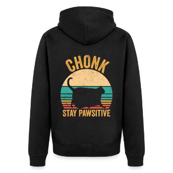 Chonk Meme Katze Chonk Aufenthalt Pawsitive - Unisex Premium Bio Zip Hoodie - Schwarz - Hinten - Nico (187cm)