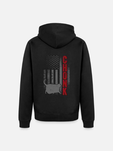 Chonk Meme Cat Chonk - Unisex Premium Organic Zip Hoodie - black