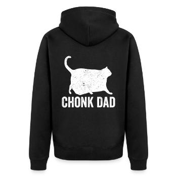 Chonk Meme Katze Chonk Dad - Unisex Premium Bio Zip Hoodie - Schwarz - Hinten - Nico (187cm)