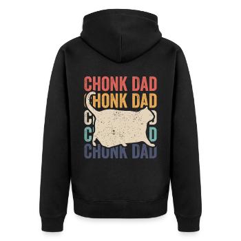 Chonk Meme Katze Chonk Dad - Unisex Premium Bio Zip Hoodie - Schwarz - Hinten - Nico (187cm)