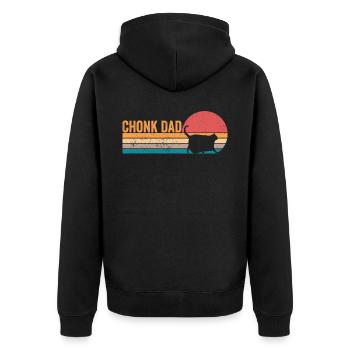 Chonk Meme Katze Chonk Dad - Unisex Premium Bio Zip Hoodie - Schwarz - Hinten - Nico (187cm)