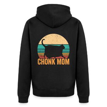 Chonk Meme Katze Chonk Mama - Unisex Premium Bio Zip Hoodie - Schwarz - Hinten - Nico (187cm)