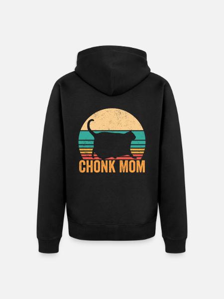 Chonk Meme Cat Chonk Mama - Unisex Premium Organic Zip Hoodie - black