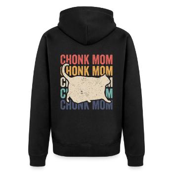 Chonk Meme Katze Chonk Mama - Unisex Premium Bio Zip Hoodie - Schwarz - Hinten - Nico (187cm)