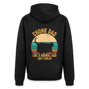 Chonk Meme Katze - Unisex Premium Bio Zip Hoodie - Schwarz - Hinten - Nico (187cm)
