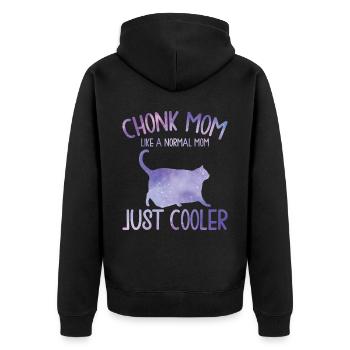 Chonk Meme Katze - Unisex Premium Bio Zip Hoodie - Schwarz - Hinten - Nico (187cm)