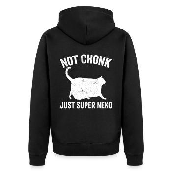 Chonk Meme Katze nicht Chonk nur Super Neko - Unisex Premium Bio Zip Hoodie - Schwarz - Hinten - Nico (187cm)