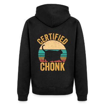 Chonk Meme Katze zertifiziert Chonk - Unisex Premium Bio Zip Hoodie - Schwarz - Hinten - Nico (187cm)