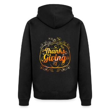 Ornement orange citrouille Thanksgiving - Veste à capuche bio Premium Unisexe - noir - Dos - Nico (187cm)