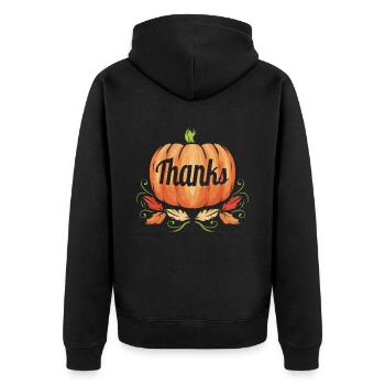 Merci Carved In Pumpkin pour Thanksgiving - Veste à capuche bio Premium Unisexe - noir - Dos - Nico (187cm)