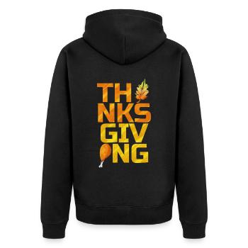 THNKSGVNG Leave And Drumstick Logo Thanksgiving - Veste à capuche bio Premium Unisexe - noir - Dos - Nico (187cm)