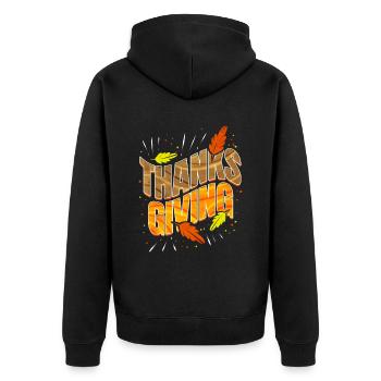 Thanks Giving Logo for Thanksgiving - Unisex Premium Organic Zip Hoodie - black - Back - Nico (187cm)