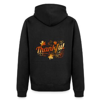Ornament Brown Maple Leaves Thankful On - Unisex Premium Bio Zip Hoodie - Schwarz - Hinten - Nico (187cm)