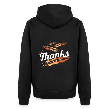 Beautiful Brown Feathers Thanks Thanksgiving - Unisex Premium Bio Zip Hoodie - Schwarz - Hinten - Nico (187cm)