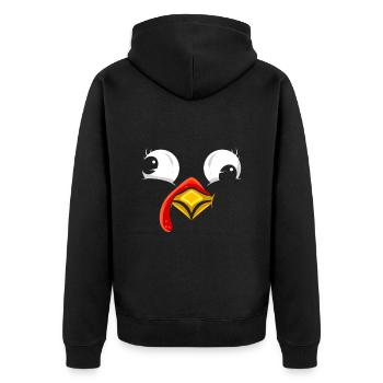 Funny Wierd Turkey Face Thanksgiving - Unisex Premium Organic Zip Hoodie - black - Back - Nico (187cm)