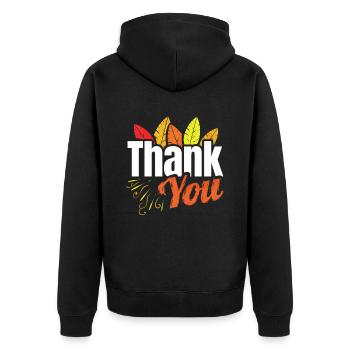 Logo de remerciement avec des plumes colorées Thanksgiving - Veste à capuche bio Premium Unisexe - noir - Dos - Nico (187cm)