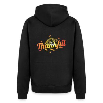 Pumpkin Thankful On Thanksgiving - Unisex Premium Bio Zip Hoodie - Schwarz - Hinten - Nico (187cm)