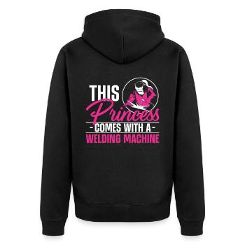Welder Welding Female Welder This - Unisex Premium Bio Zip Hoodie - Schwarz - Hinten - Nico (187cm)