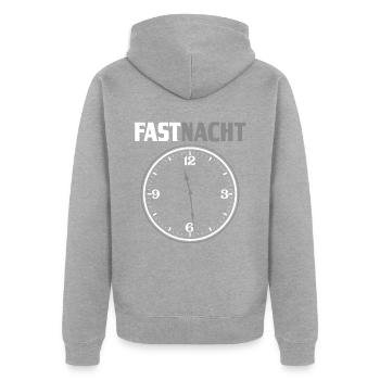 FASTNACHT Lustiges Wortspiel Karneval Fasching - Unisex Premium Bio Zip Hoodie - Grau meliert - Hinten - Nico (187cm)