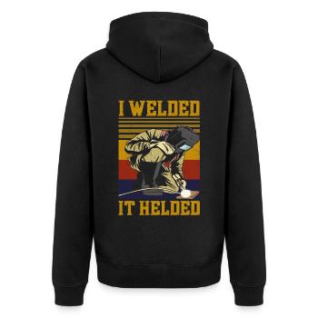 Soudeur Jeu de mots Vintage Retro I - Veste à capuche bio Premium Unisexe - noir - Dos - Nico (187cm)
