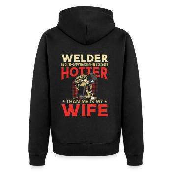 Welder Welding Husband Wife - Unisex Premium Bio Zip Hoodie - Schwarz - Hinten - Nico (187cm)