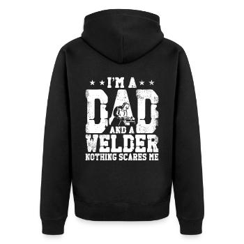 Welder Welding Dad Father Vintage - Unisex Premium Organic Zip Hoodie - black - Back - Nico (187cm)