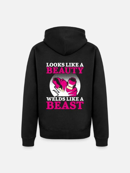 Welder Welding Female Welder - Unisex Premium Bio Zip Hoodie - Schwarz