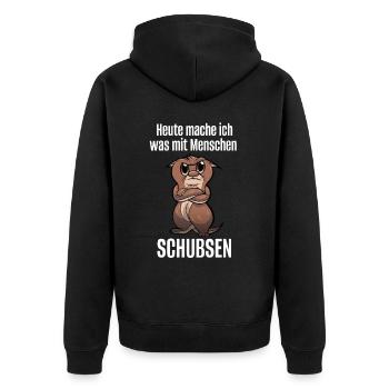 Heute Möchte Was Mit Menschen Machen Otter Spruch - Unisex Premium Bio Zip Hoodie - Schwarz - Hinten - Nico (187cm)