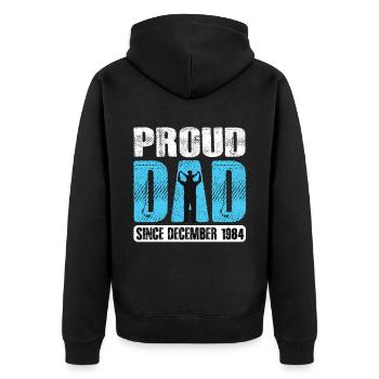 Fier papa depuis décembre 1984 - Veste à capuche bio Premium Unisexe - noir - Dos - Nico (187cm)