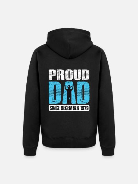 Proud Dad Since December 1979 - Unisex Premium Organic Zip Hoodie - black