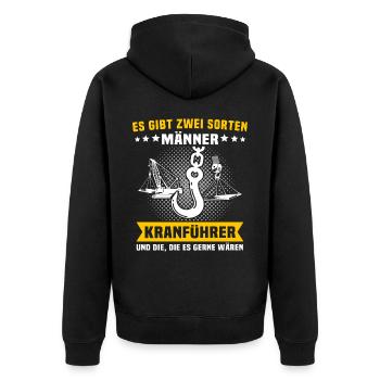 Kranführer Kran Kranfahrer - Unisex Premium Bio Zip Hoodie - Schwarz - Hinten - Nico (187cm)