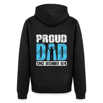 Proud Dad Since December 1978 - Unisex Premium Bio Zip Hoodie - Schwarz - Hinten - Nico (187cm)